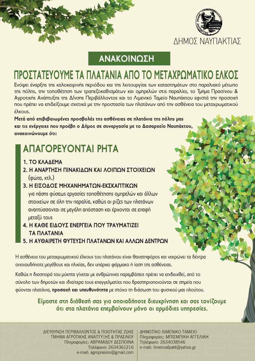 ΠΛΑΤΑΝΙΑ ΑΝΑΚΟΙΝΩΣΗ 2021